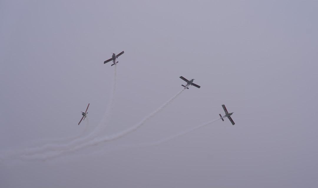 山河四機(jī)飛行編隊(duì)驚艷堯城（太原）國際通用航空飛行大會